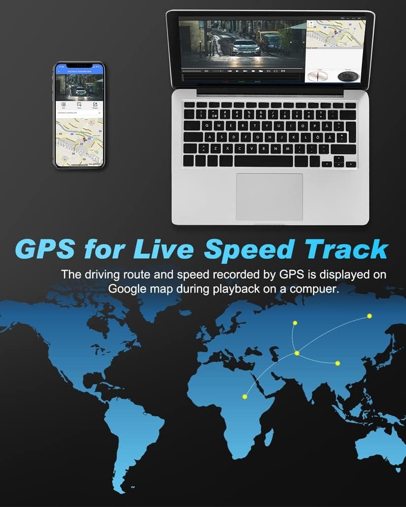 UPGROW PB36 4K Dual Dash Cam Front and Rear, WiFi and GPS, 3″ – Scratch & Dent