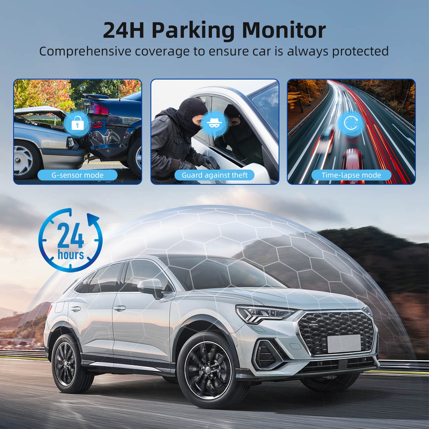 3 Channel 4K+1080P Car Dash Cam 5G WiFi Built-in for GPS