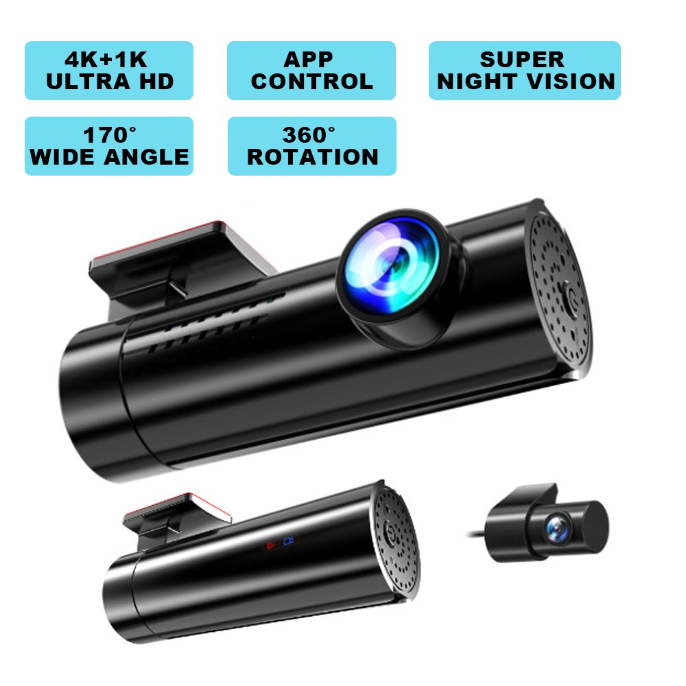 A206 Dual Dash Camera 4K Dash Cam Front and Rear Hidden Mini Dash Cam WIFI