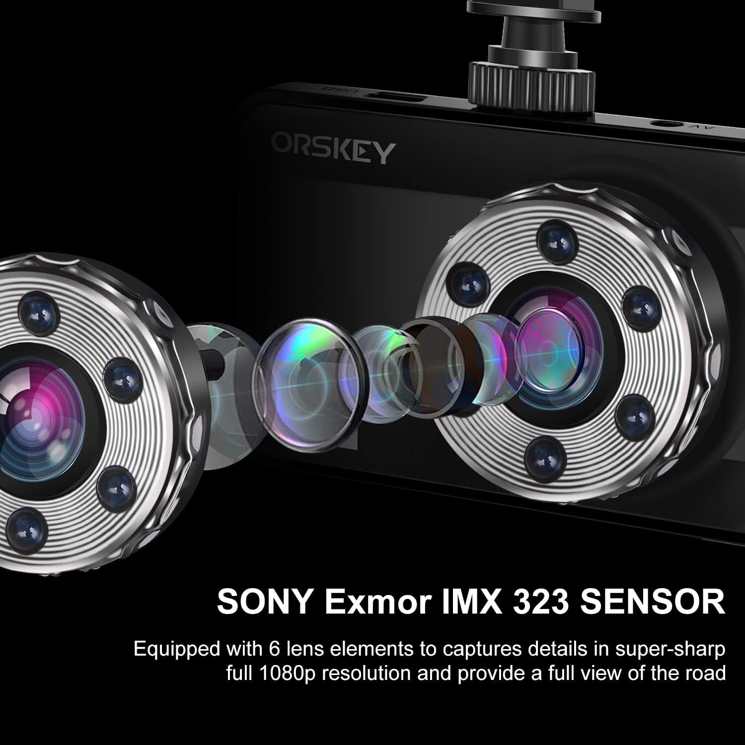 1080P Dual Dash Cam with Front & Rear Recording – 170° Wide Angle & Night Vision