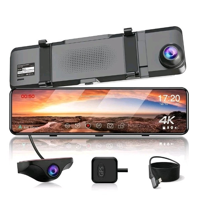 CAR MIRROR CA4K 11″ Dash Rearview Camera Dual Lens Touch Screen 2160P HD NEW