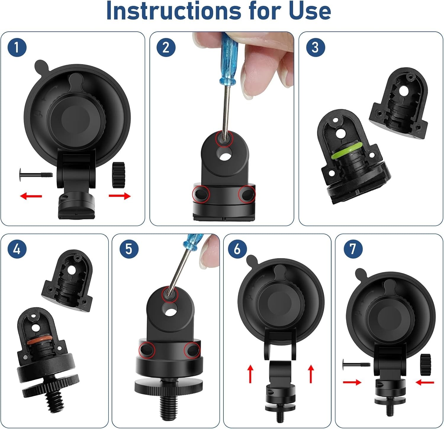 Strong Suction Dash Cam Mount for ROVE R2-4K, CHORTAU and More – Adjustable