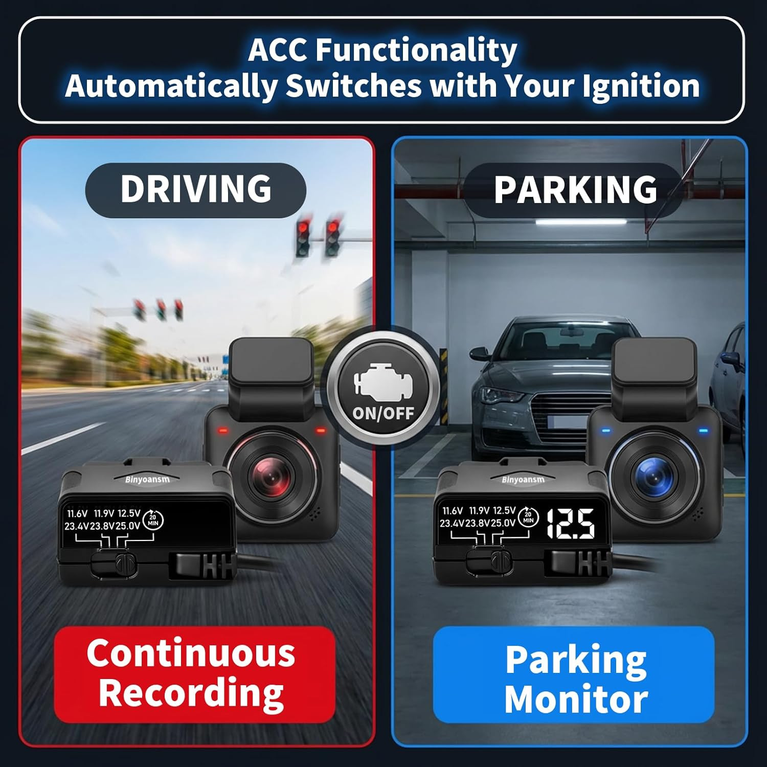 OBD Dash Cam Power Cable USB C with Acc Detection, Plug and Play Hardwire Kit…