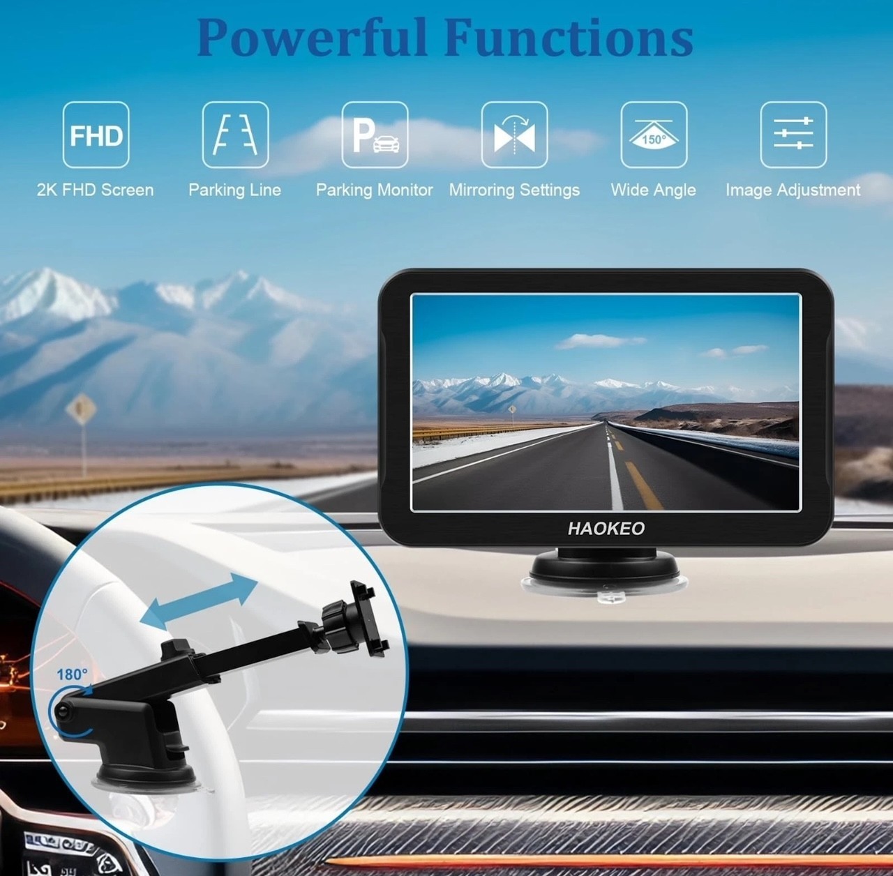 9″ Wireless 2ch dash cam Portable back up camera RV truck CarPlay Android Auto B
