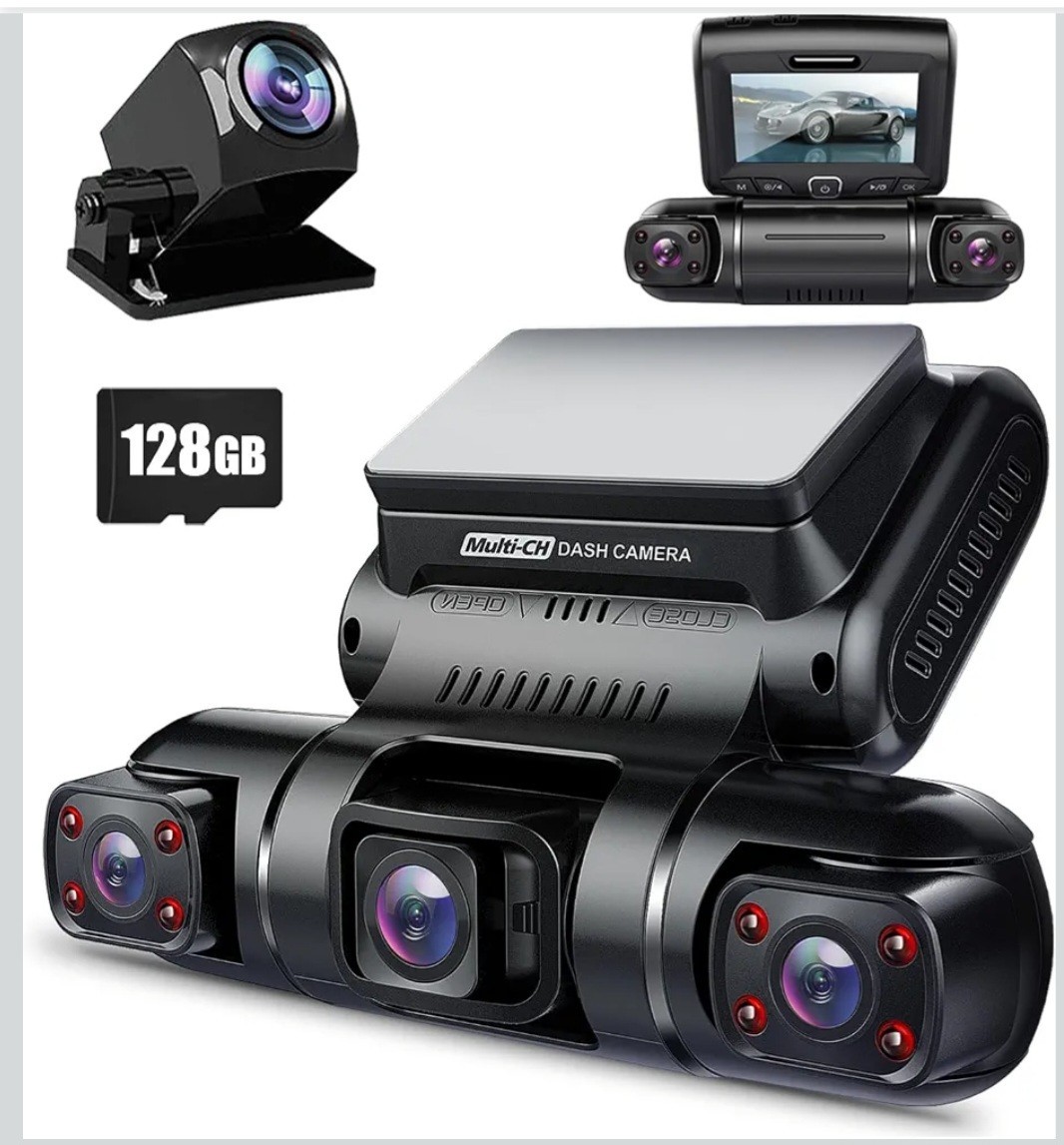 Pruveeo 360° 4 Channel Dash Cam Front and Rear Inside Left Right, Dash Camera