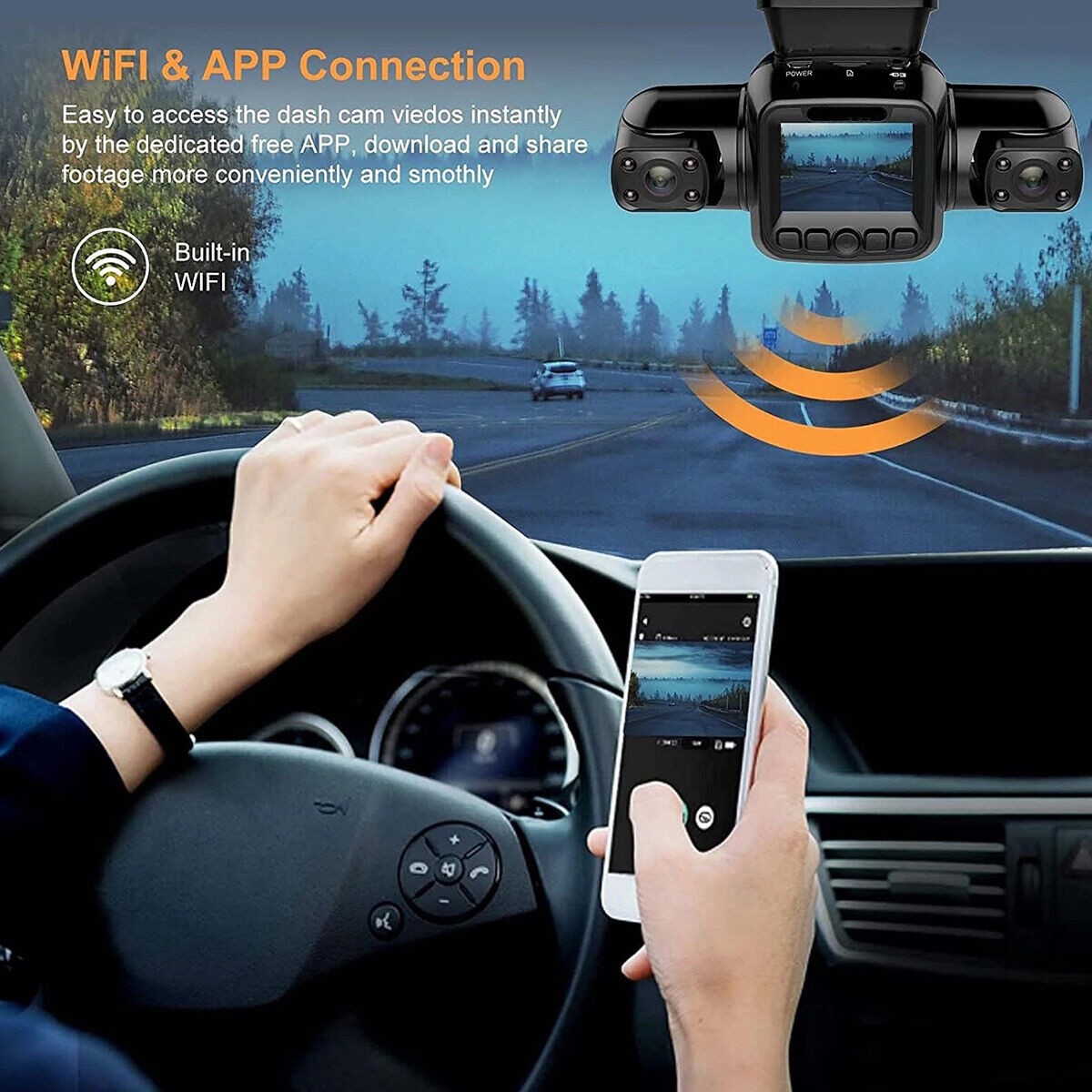 4-Cameras 360° WiFi Dash Cam Recorder GPS Night Vision driving Video Recorder~