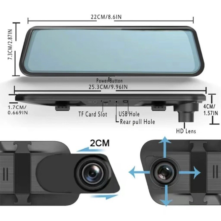 Car Camera for Summer, 1 Count Dashcam for Car Dark Grey Front + Rear with 32GB
