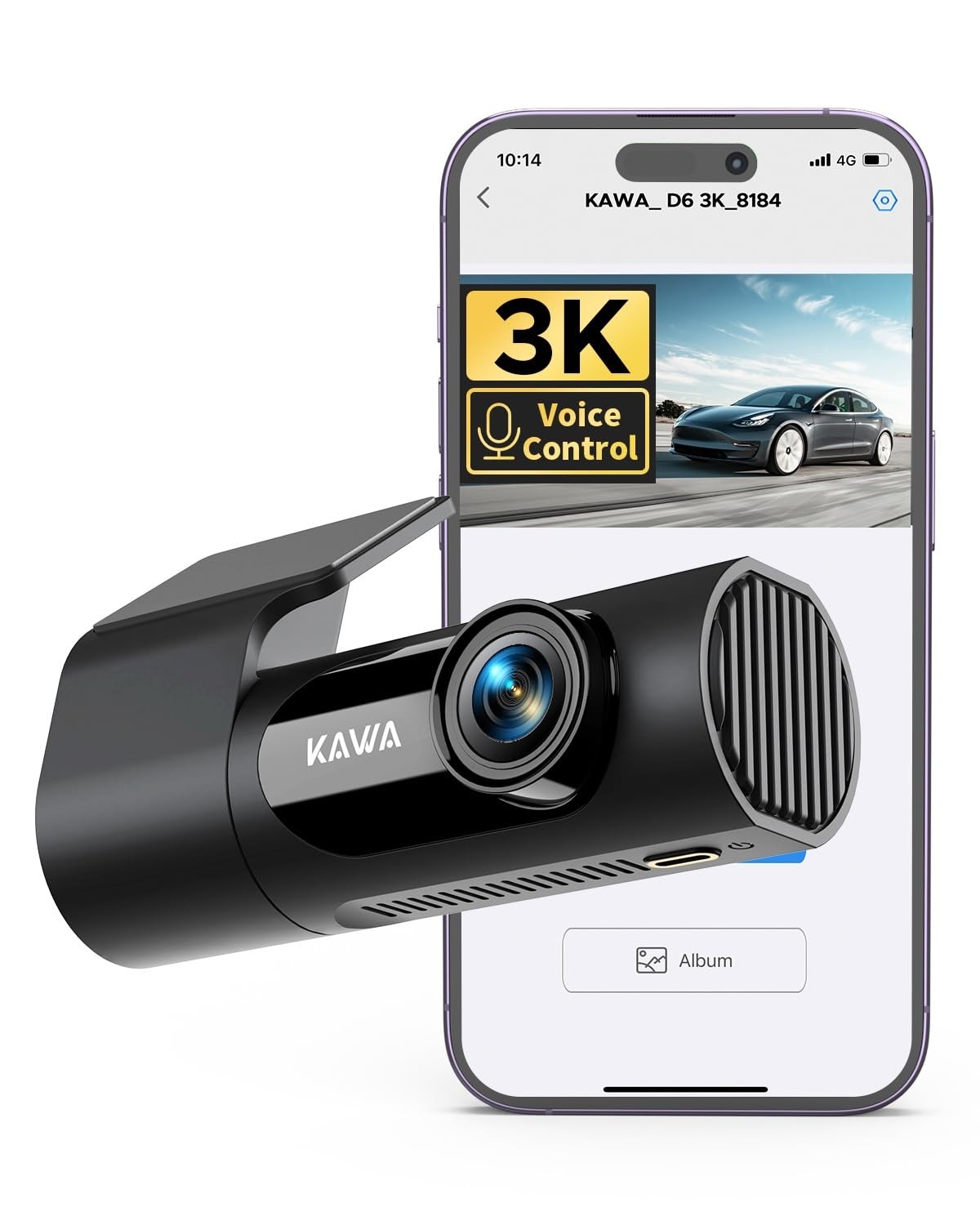 Dash Cam 2K WiFi 1440P Voice Control Night Vision Hidden 24H Parking
