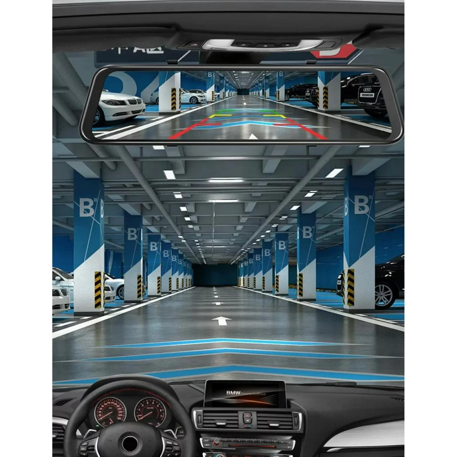 10” 1080P Mirror Dash-cam dual lens night vision G-Sensor front & rear-view