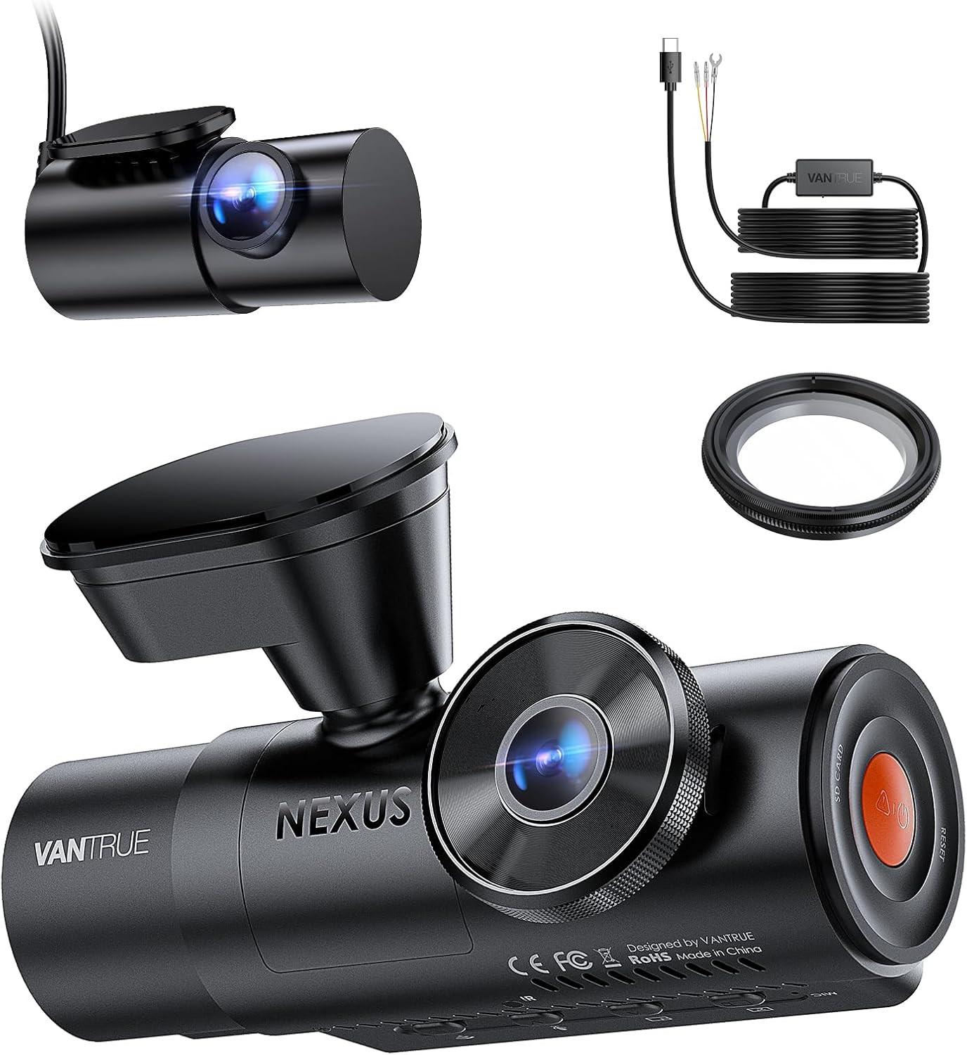 [Bundle-2 Items: N4 Pro S Dash Cam & CPL & Hardwire Kit] Triple STARVIS 2 Dash