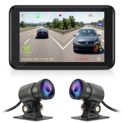 Motorcycle Dashboard Camera Recorder 4.5″ LCD with Front & Rear View F4.5T