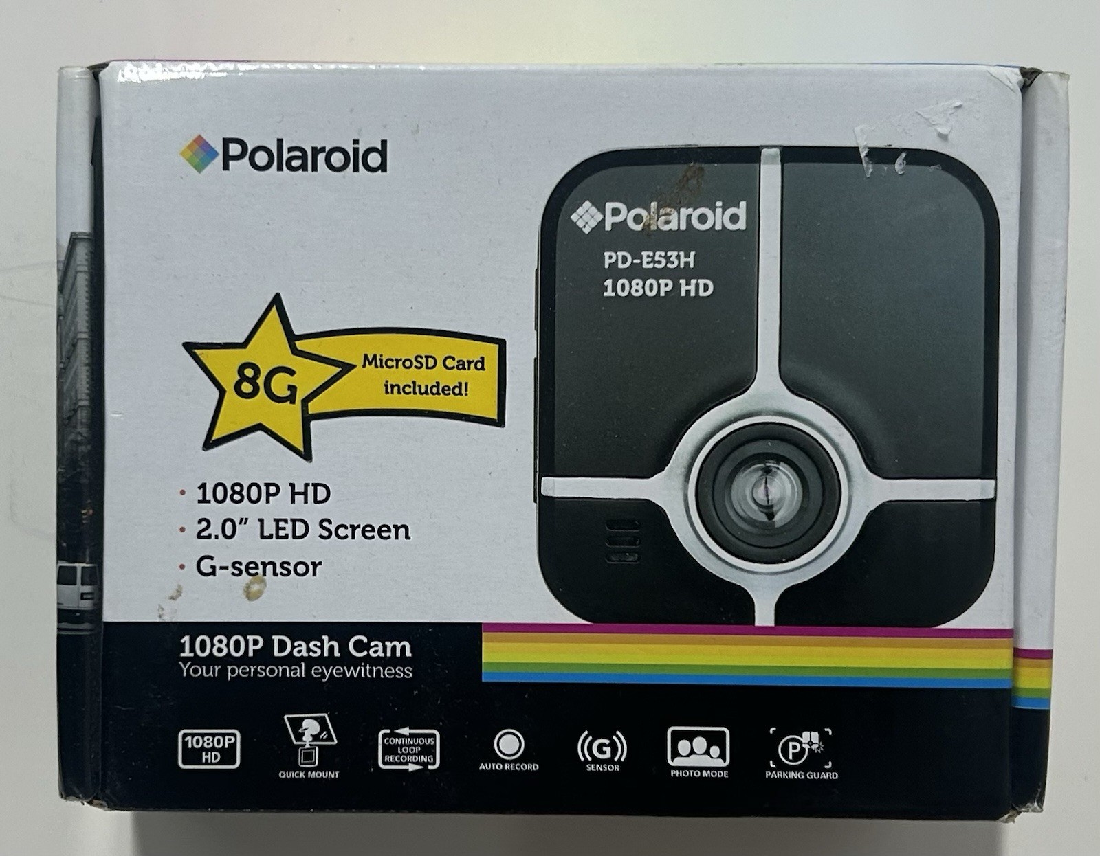 Polaroid 1080P HD Dash Cam with 8GB Memory Card – Silver