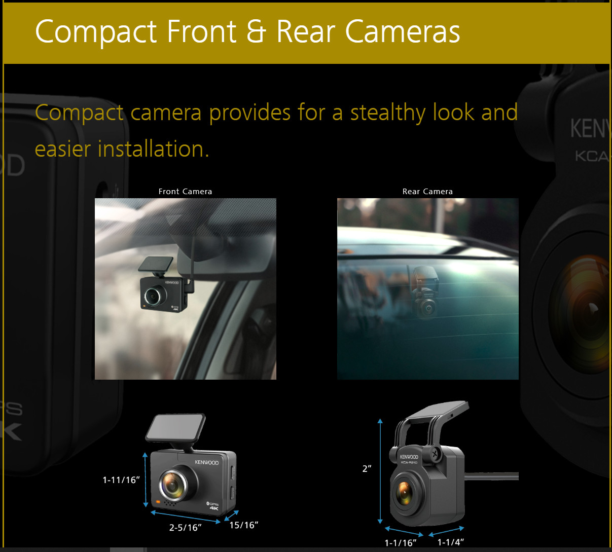 Kenwood DRV-A610WDP 4K Front and 2K Rear Dash Cam System, WiFi Connection NEW