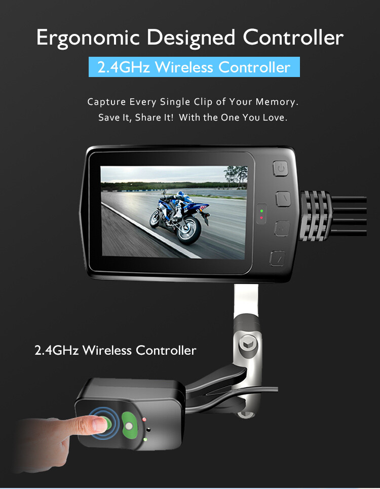 New Motorcycle Dash Cam IP65 Waterproof DVR Camera Dual 160 Degree Wide View
