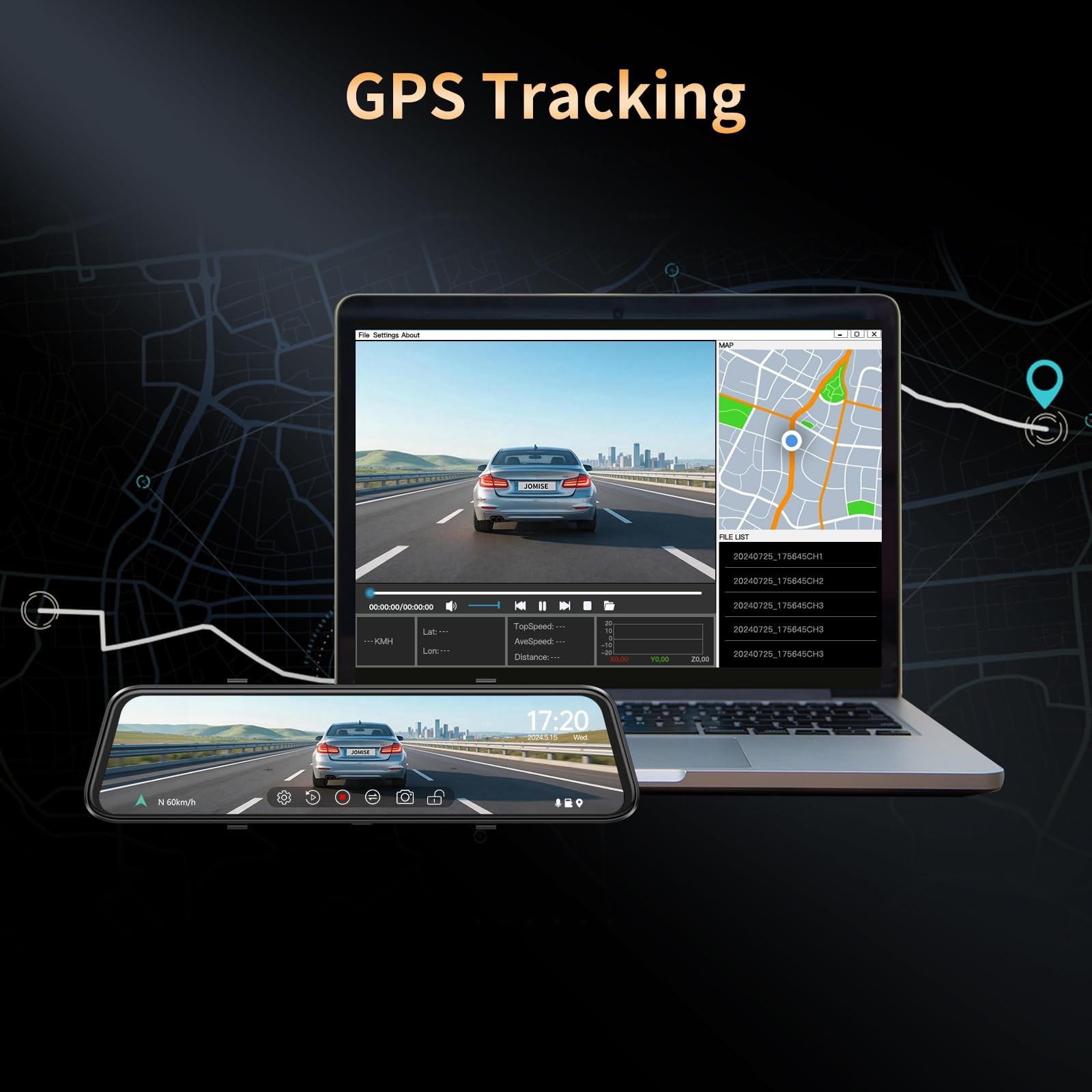 2.5K Mirror Dash Cam Carplay Mirror & Android Auto, Dash Cam Front And Rear