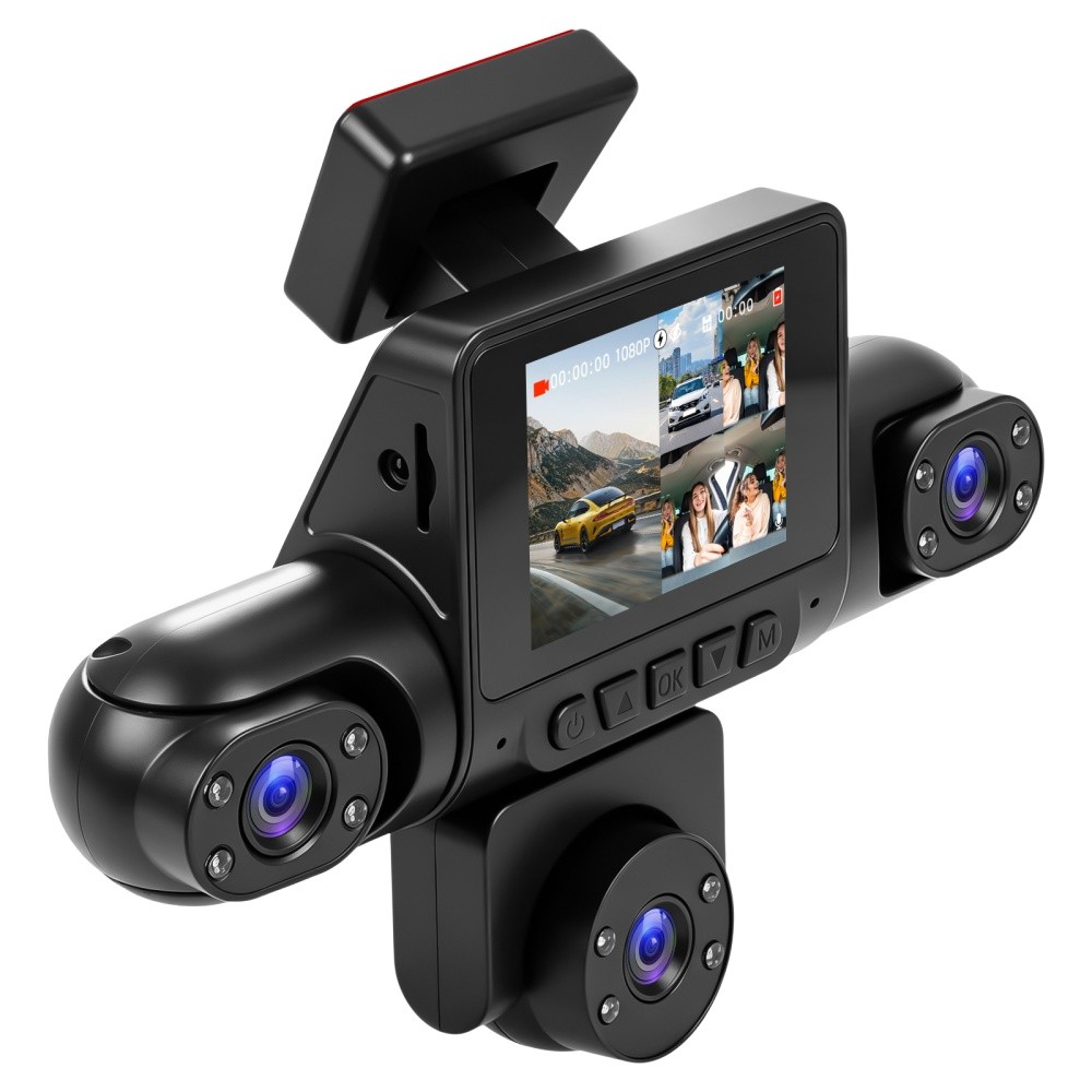 360° 1080P HD 4-Channel Dashcam Car Dash Cam Front Rear Inside Left Right