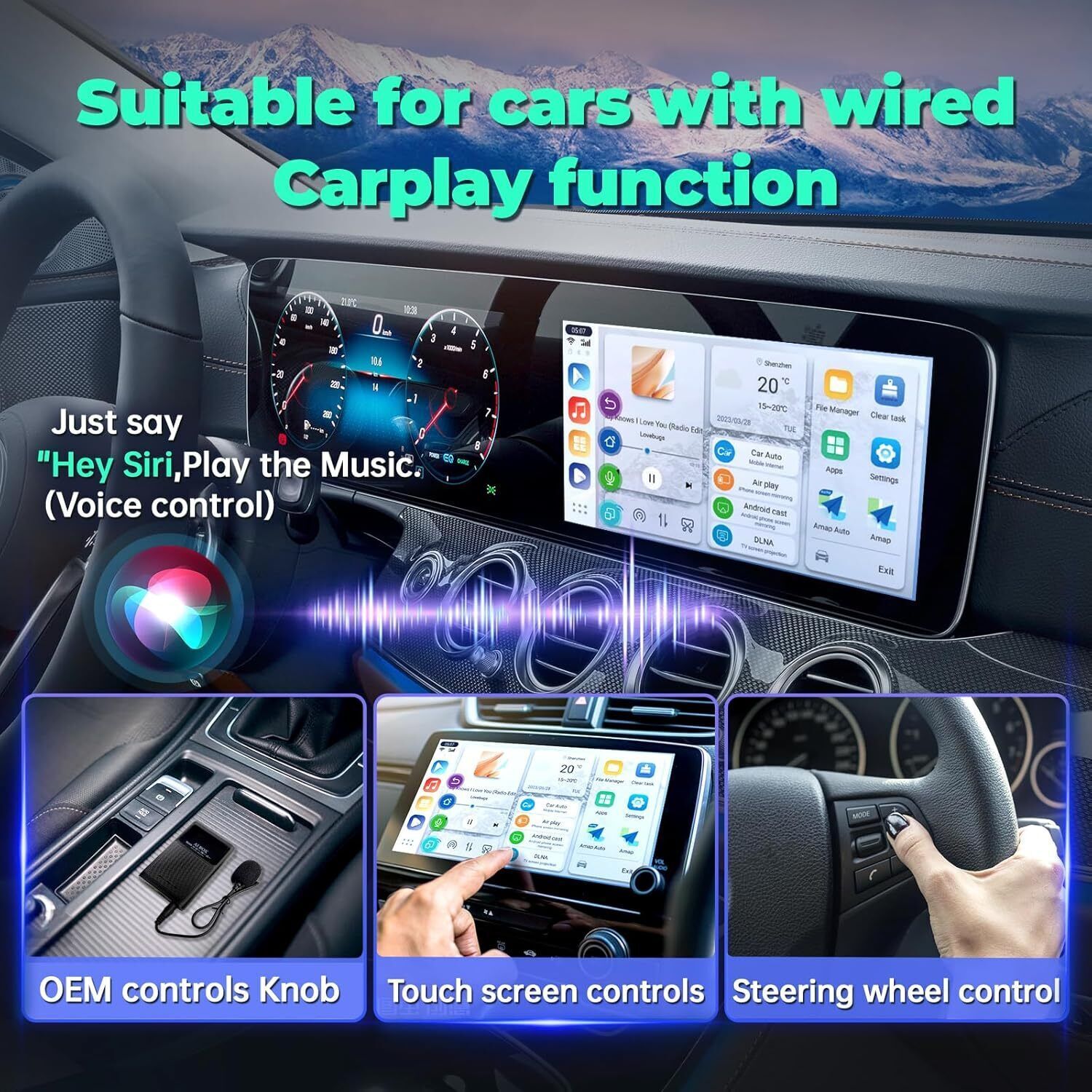 Wireless Carplay AI box Android Auto Adapter Converter w/Netflix YouTube WIFI