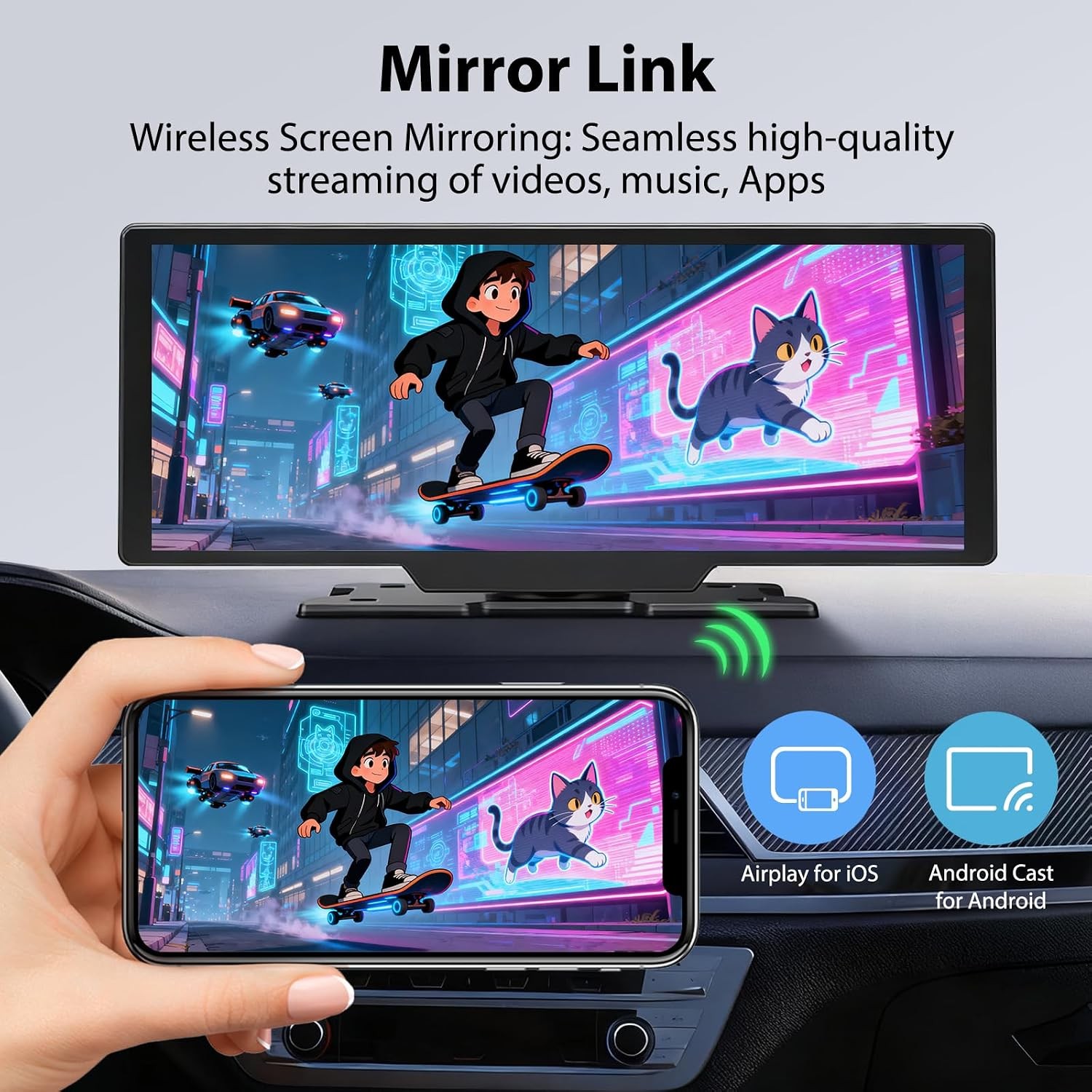 10.26in Wireless CarPlay Screen with 4K Dash Cam