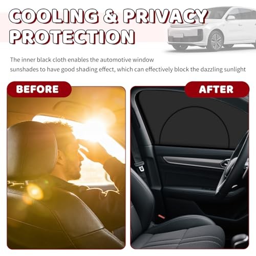 4PCS Front/Rear Car Window Shades for Side Window with Zipper, Breathable Mesh