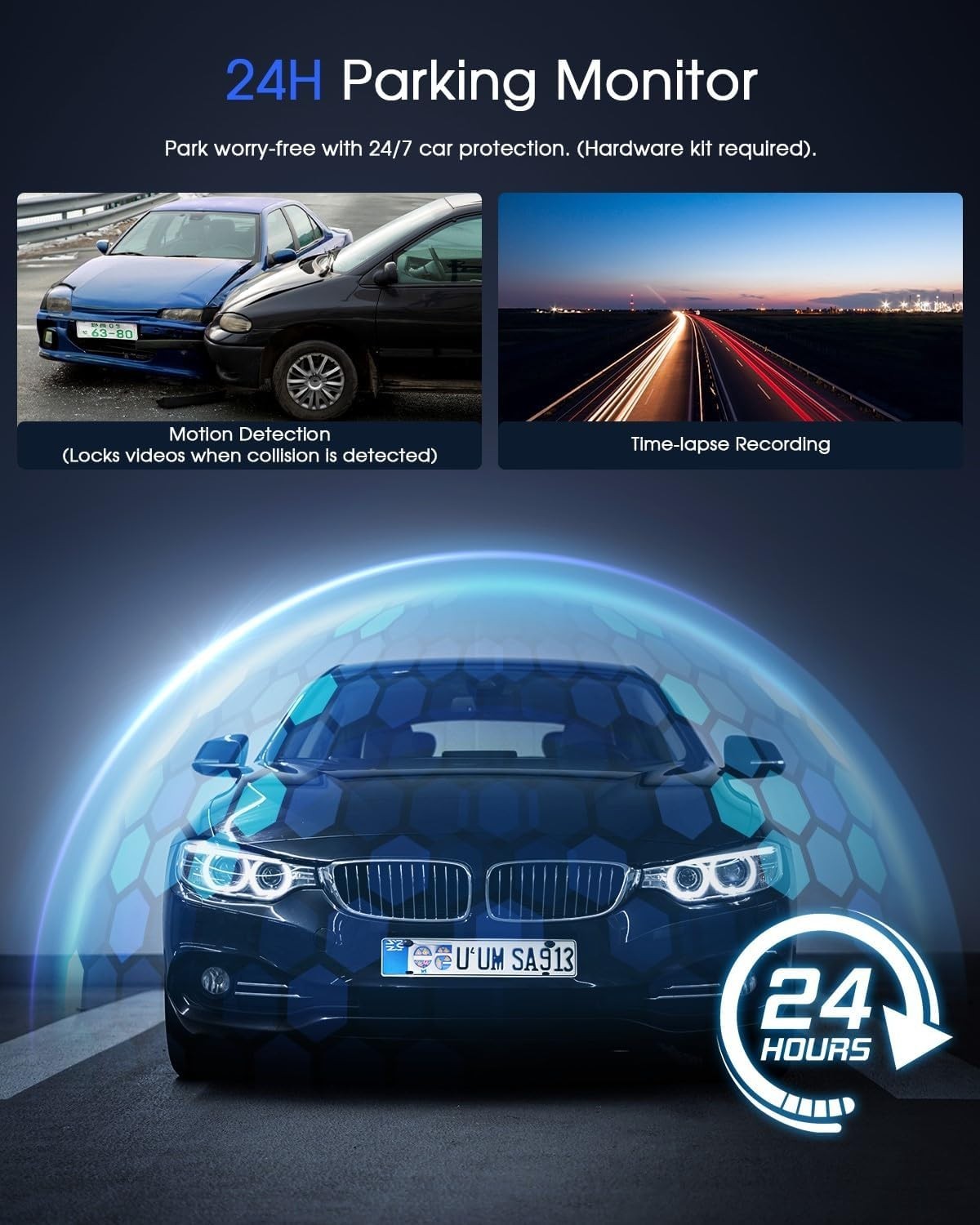 2K FHD Mini Dash Cam with WDR Night Vision & Loop Recording for Safe Driving