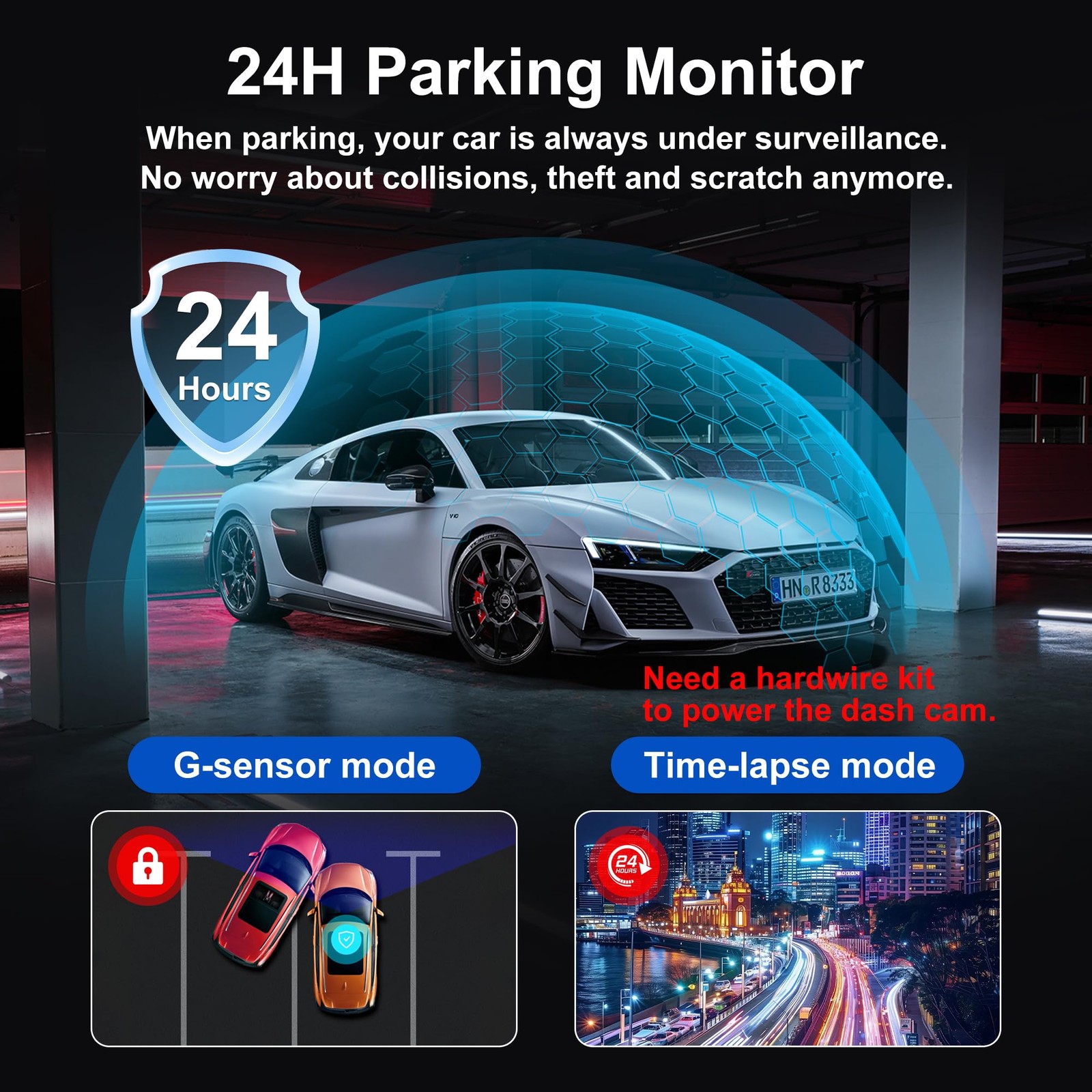 Dash Cam Front and Rear, 4K Ultra HD Dash Camera for Cars, 64GB Card Included…