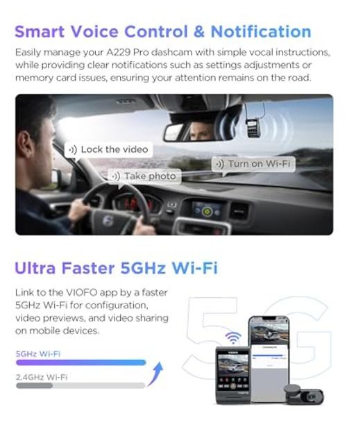 A229 Pro 4K HDR Dash Cam Front and Rear, Dual STARVIS 2 Sensors | 4K Front