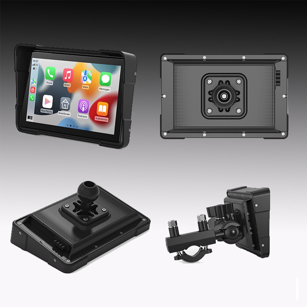 Motorcycle Wireless CarPlay Auto Screen Dual Touchscreen w/Front & Rear Dash Cam