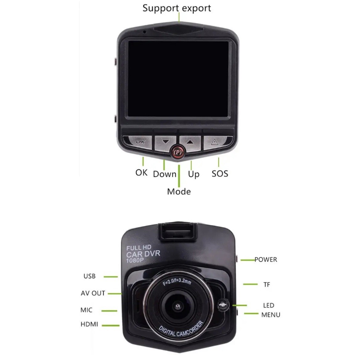 2.4” Full HD 1080P Dash Cam Car DVR Front or Rear Camera Night Vision G-sensor