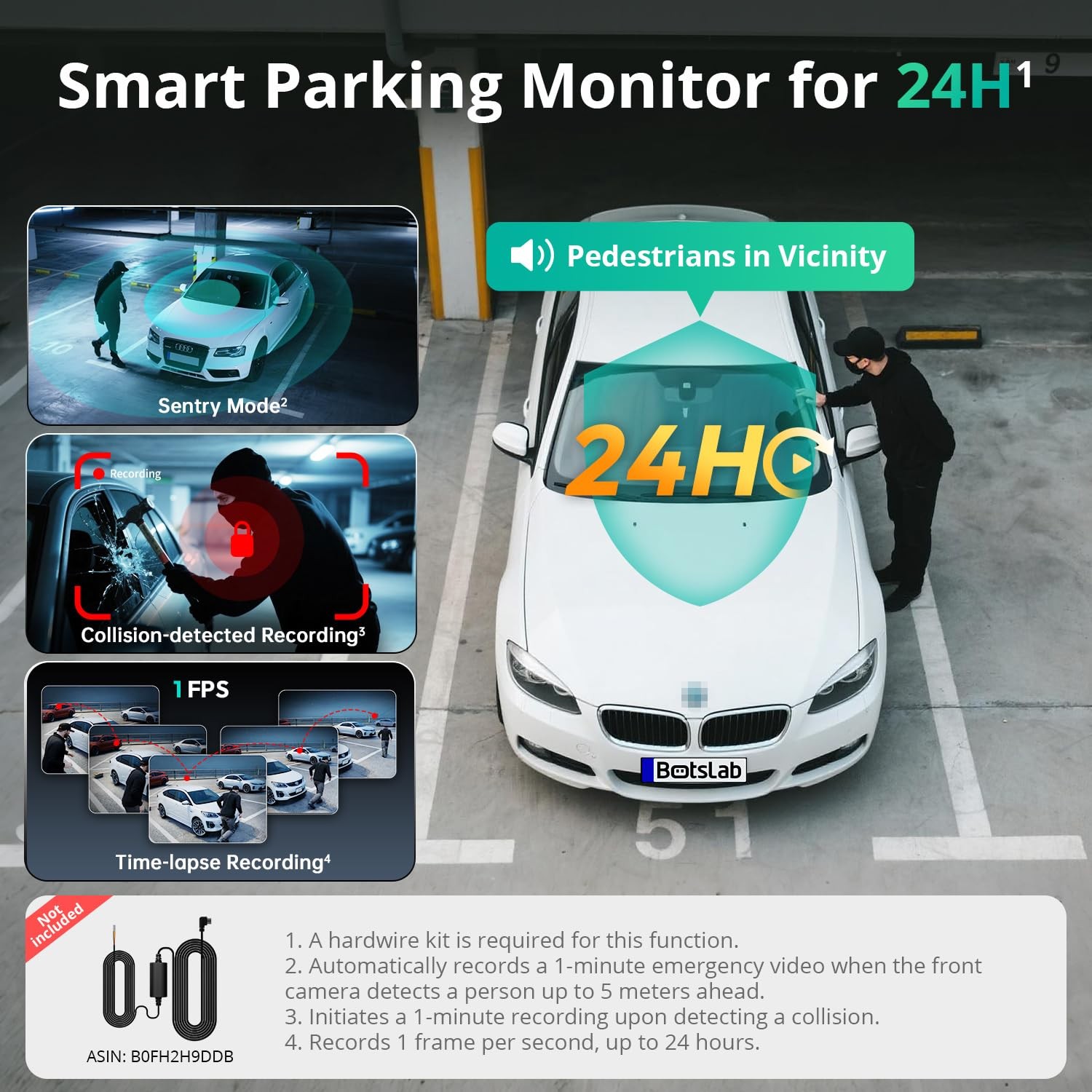 G980H 4K 3-Channel Dash Cam Front Rear Inside, 360° Full Coverage, 3.18″ Touc…