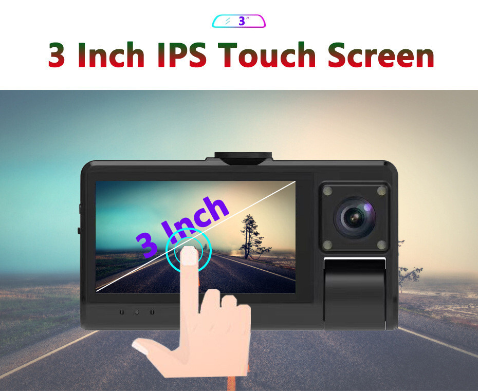 Car DVR Dash Cam Touch Screen 1080P Front Inside Rear Camera WiFi Video Recorder