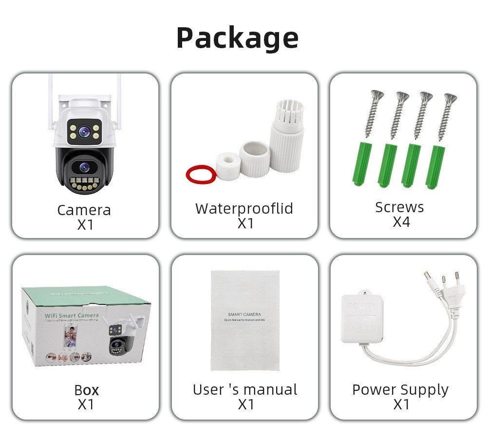 8MP WiFi Camera dual lens Outdoor servaillance home security Video Monitor