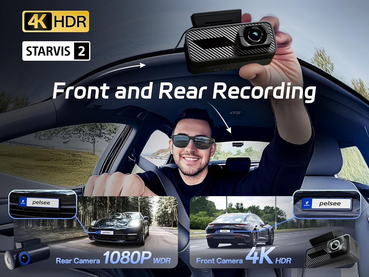HDR WDR Dash Cam System with ADAS, GPS, WiFi, Voice Control
