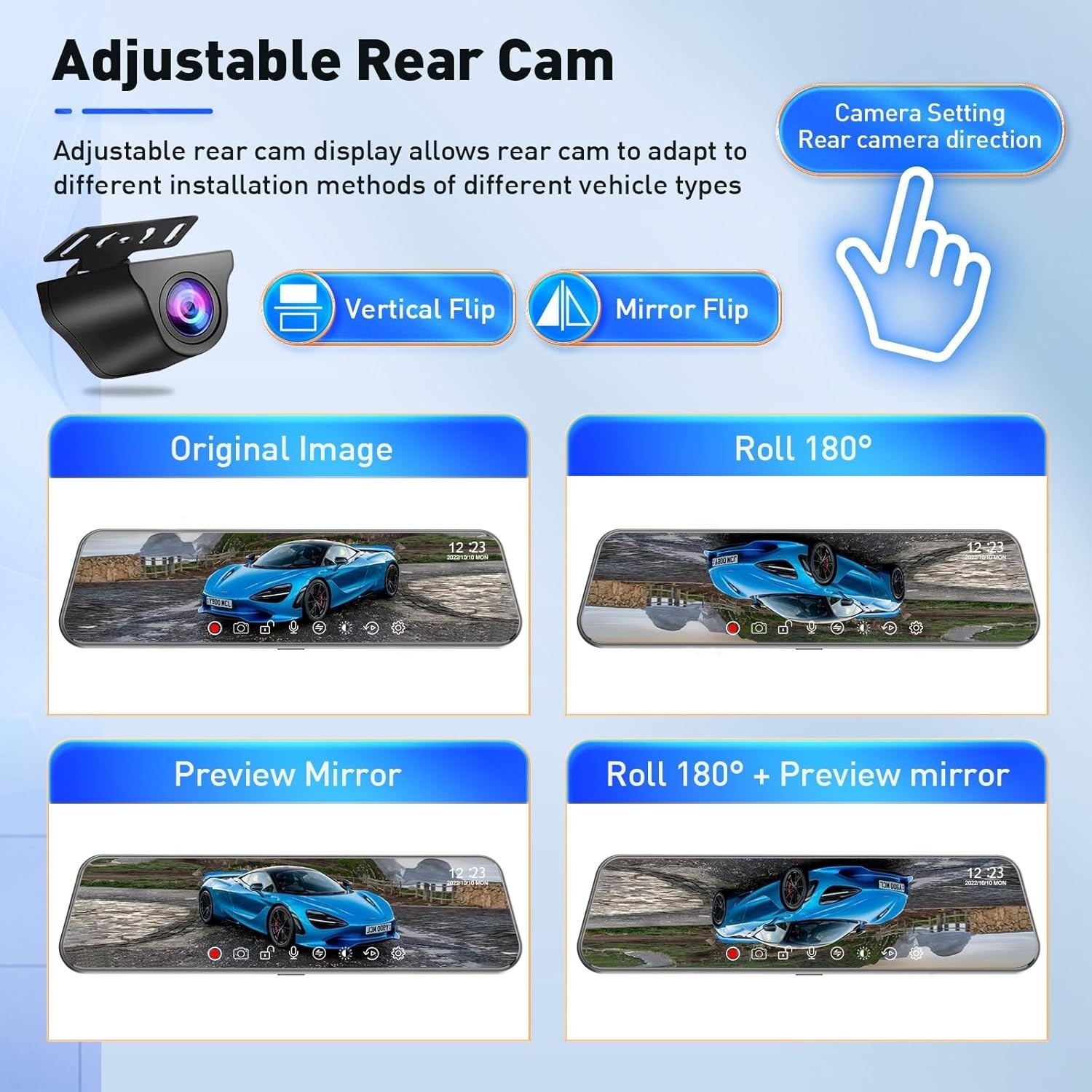 Pelsee P12 Pro 4K Mirror Dash Cam, 10” Rear View Mirror Camera Smart Driving…