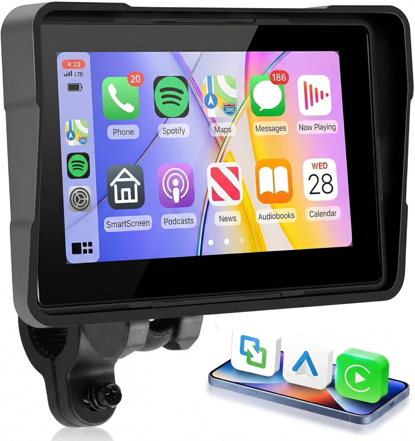 5 Inch Motorcycle Carplay GPS Navigation System, Android Auto Portable Carplay S