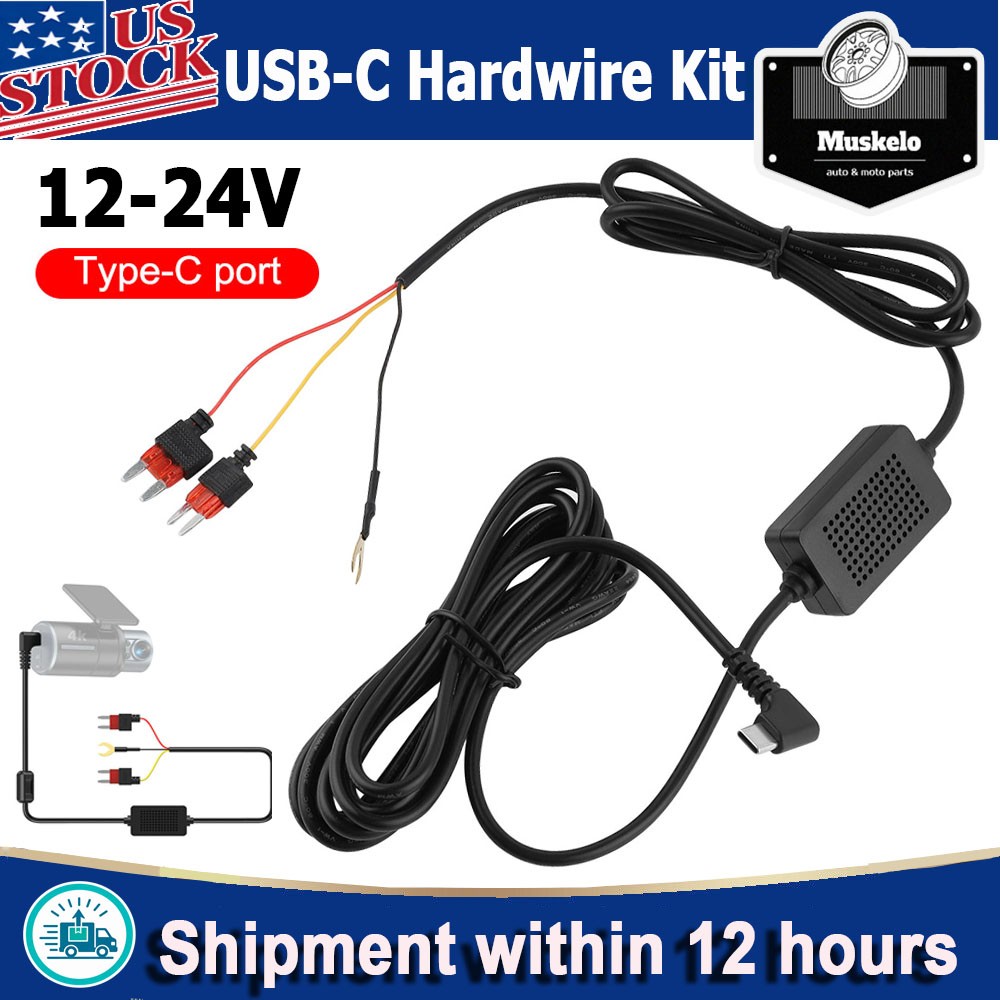 USB C Dash Cam Hardwire Hard Wire Cable Kit For Fuse 12-24V to 5V/3A Type C Port