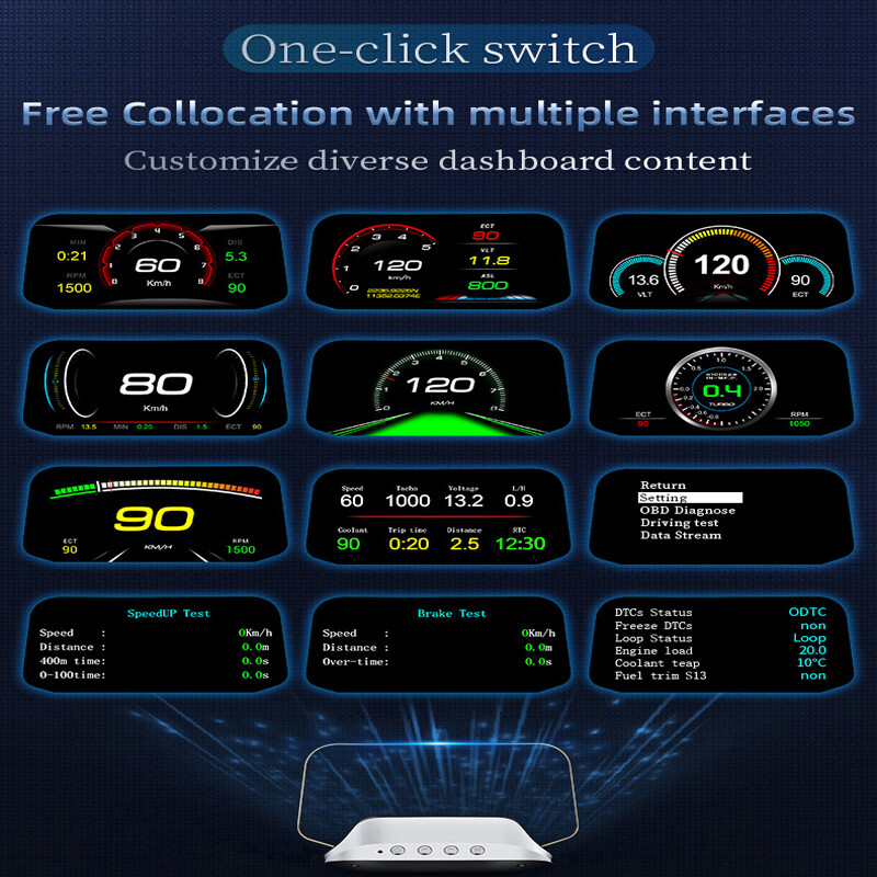Car Auto OBD2 Head Up Display Navi HUD Mirror GPS HUD Projection Speedometer×1