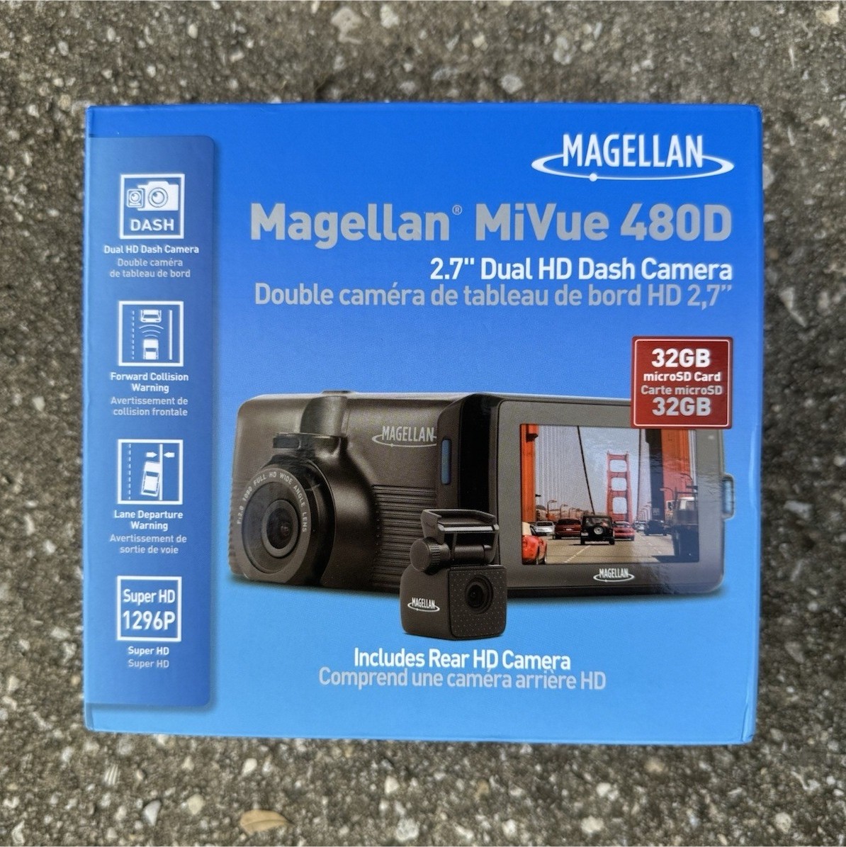 Magellan MiVue 480D Dual HD Dash Camera 2.7″ Rear Cam 32GB 1296P