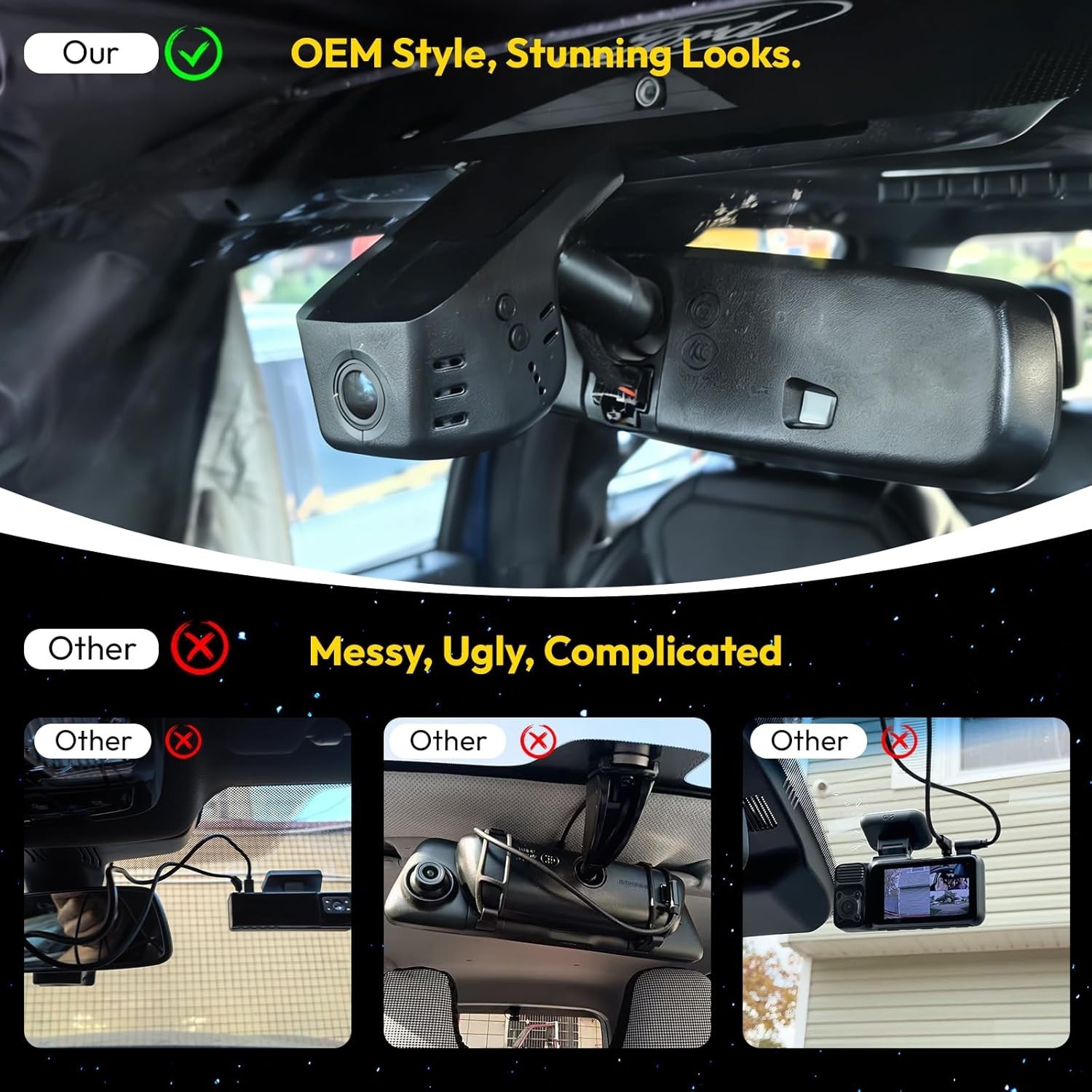 4K Dash Cam for Ford F150 F250 F350 F450 Super Duty 2018-2026 OEM Style HDR WiFi