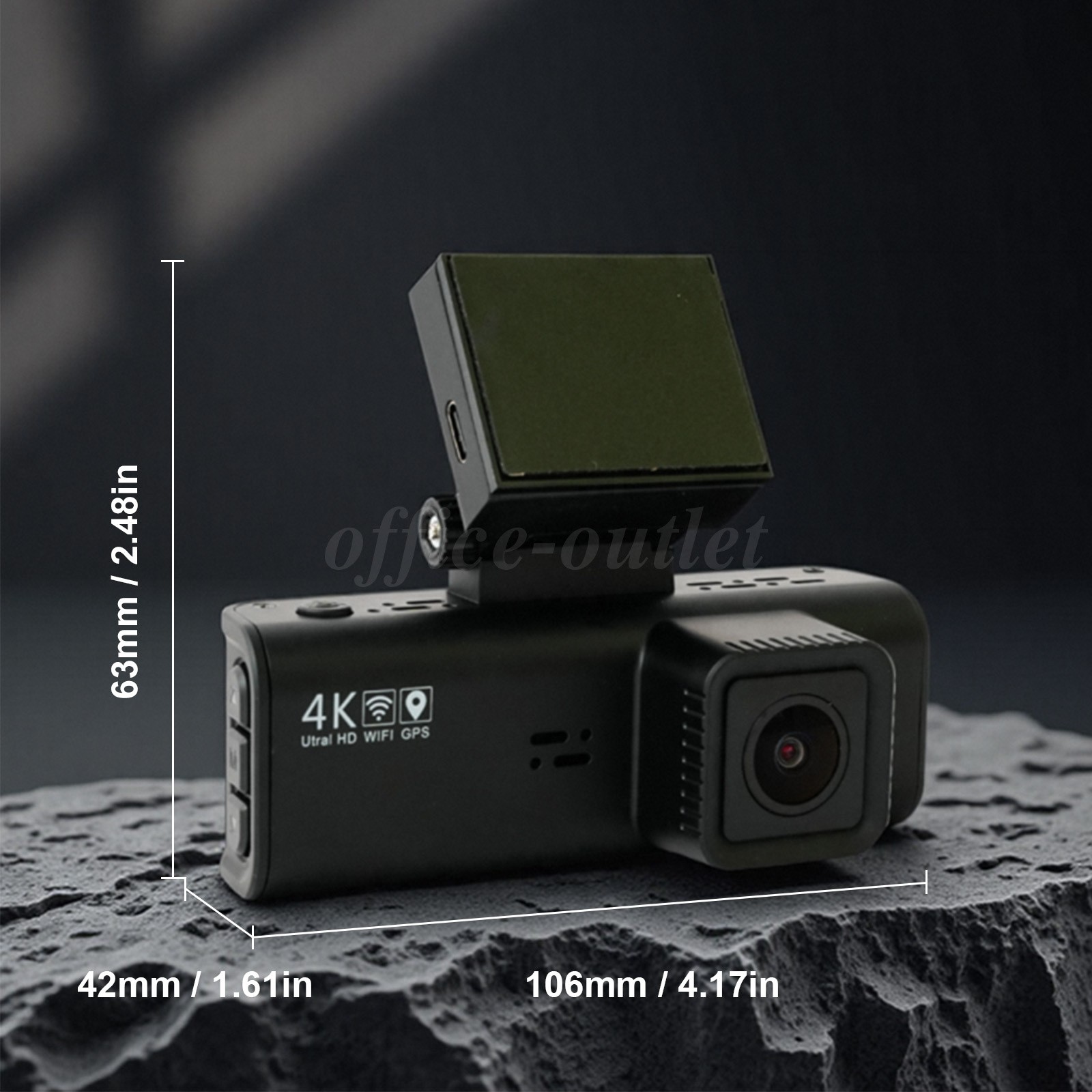 4K Dual Dash Camera with 512GB SD Card, Front and Rear Dash Camera, Black