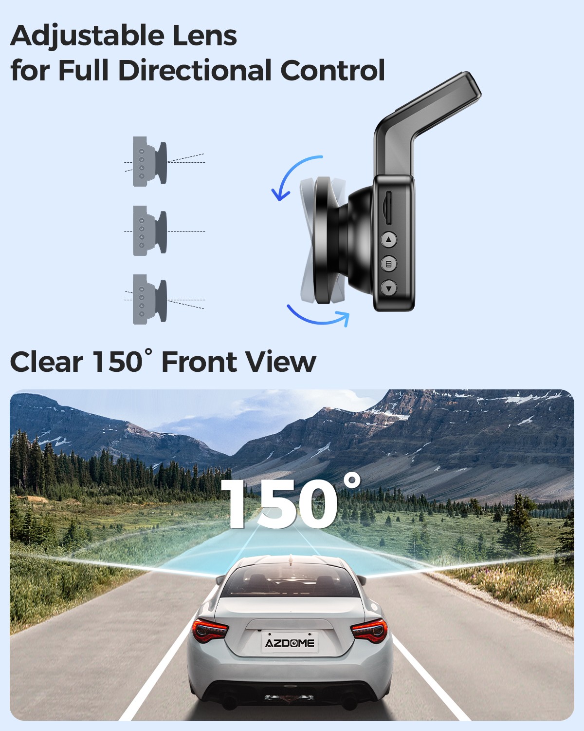 AZDOME 2K Dash Cam Built-in WiFi Car Dashboard Camera Parking Monitor 3″ Display
