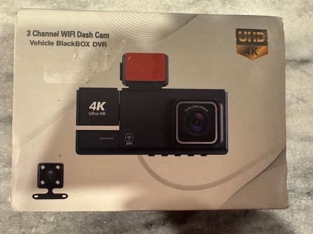 Vehicle BlackBOX DVR Full UHD 4K- 3 Channel Dash Camera – New
