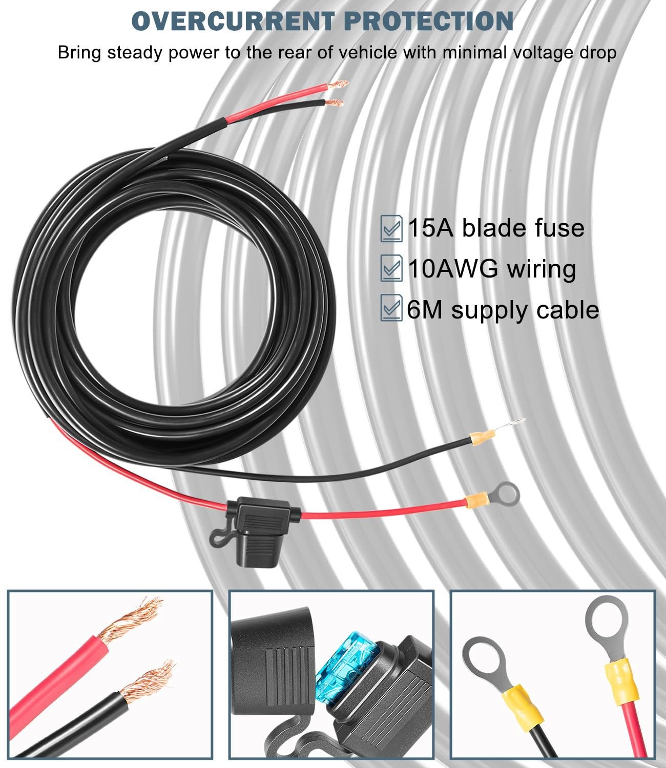 For Dometic – Direct Battery Power with Dual Sockets 20ft HWK-DC Hardwiring Kit