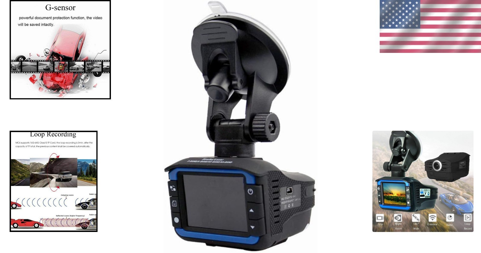 Multi-Language 1080P Car DVR Video Recorder & Radar Detector for Safe Driving