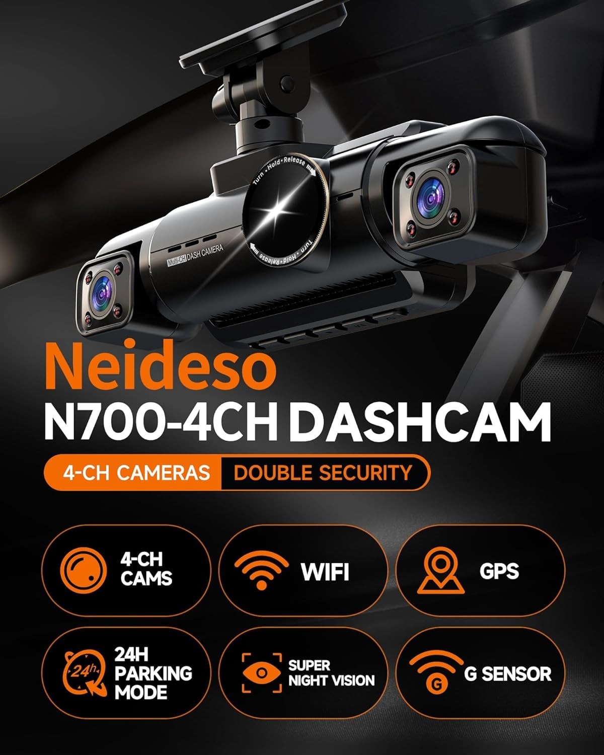 4 Channel 360° View Dash Cam Front and Rear, 3K Dash Camera for Car