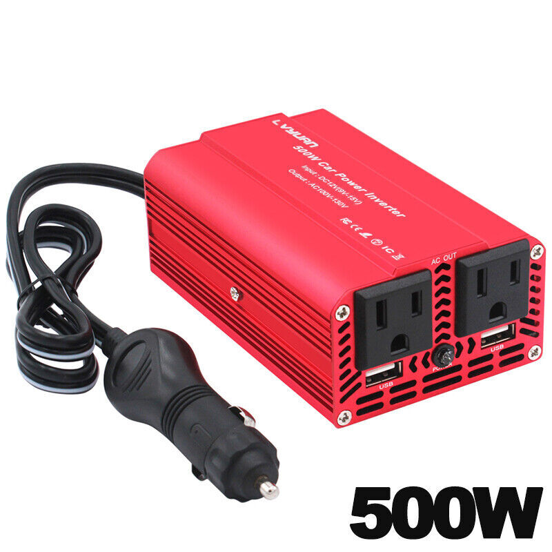 500W Car Power Inverter DC 12V To AC 110V 120v adapter Converter 2 usb 2 AC