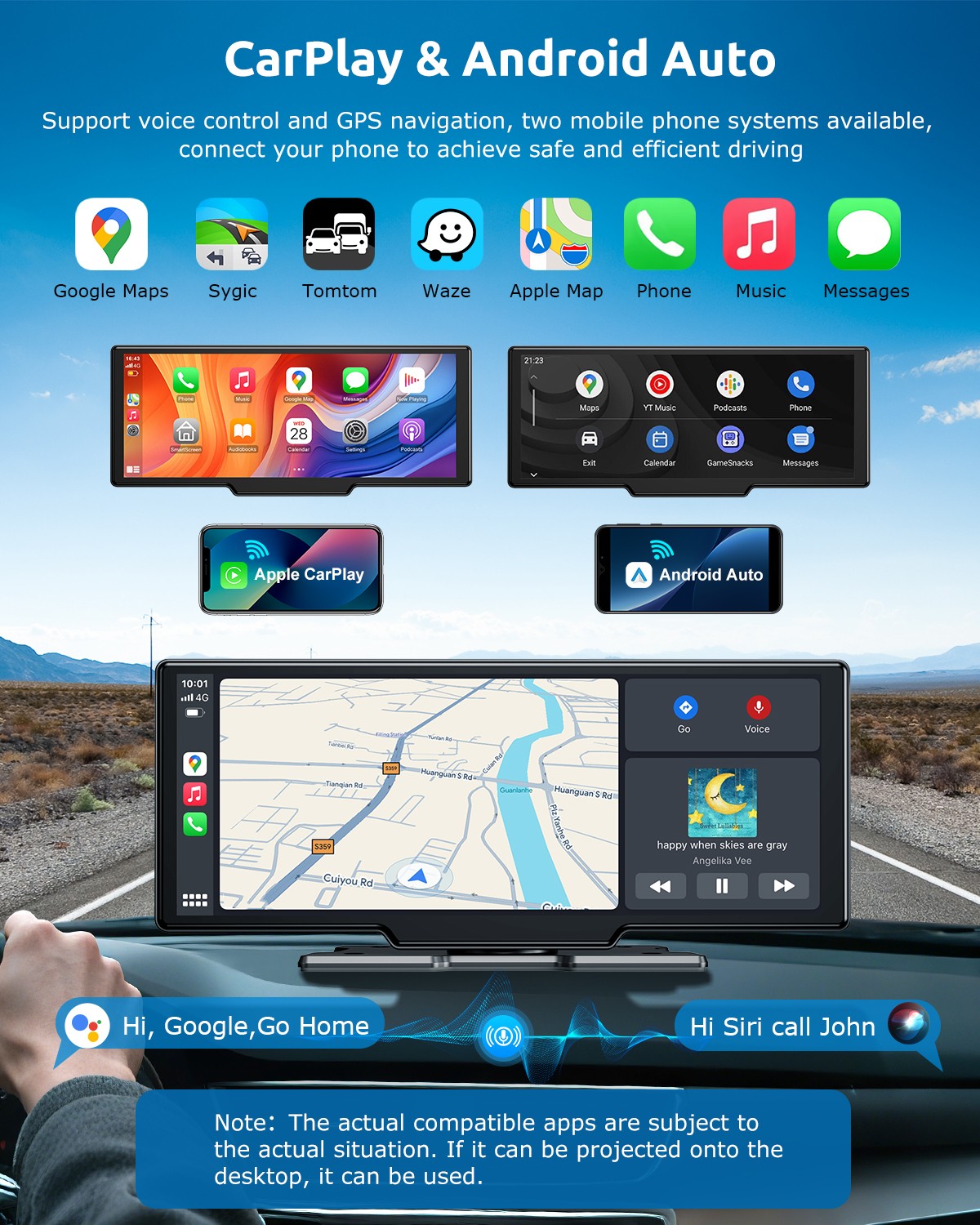 2026 Wireless Carplay Android Auto Screen for Car 10.3″ 4K Portable Touch Screen