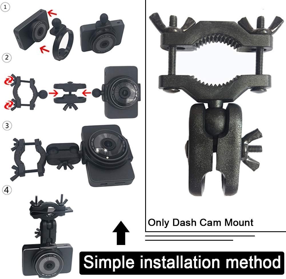 Universal Dash Cam Mount – 360° Adjustable Rear View Mirror Holder | Black