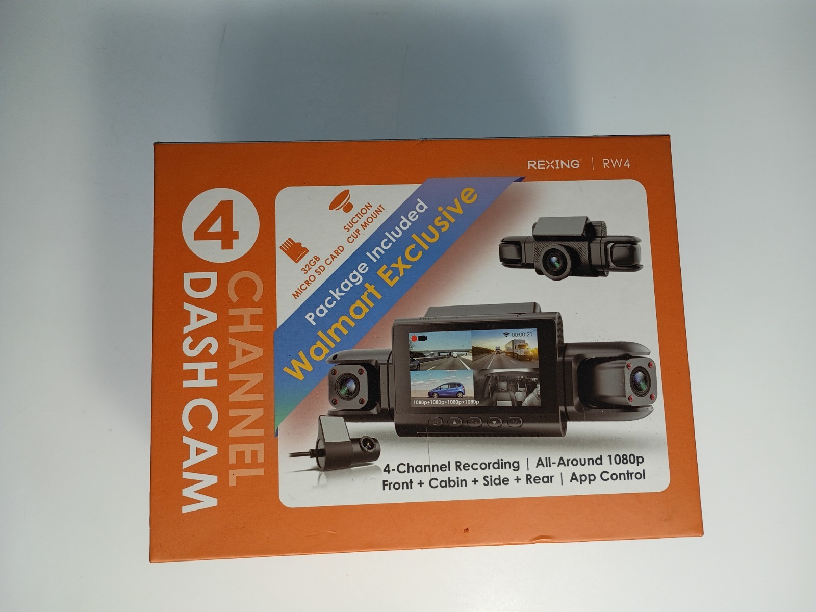 Rexing RW4 – 4 Channel DashCam – Walmart Exclusive: 32GB Micro SD + Suction Cup