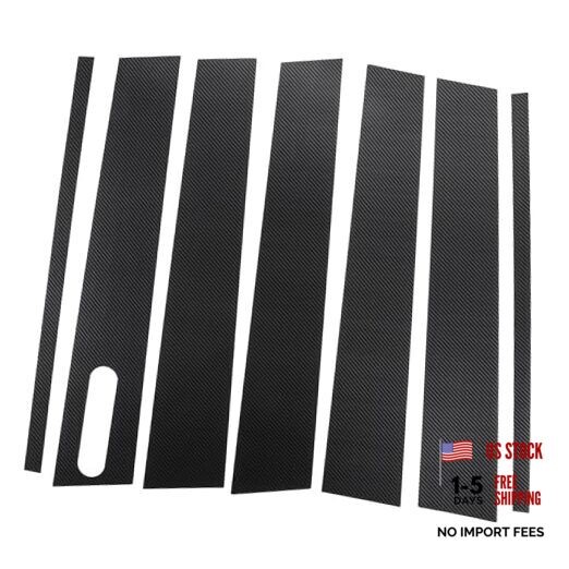 Black Carbon Fiber Door Pillar Window Trim – Car Front Rear Left Right Side