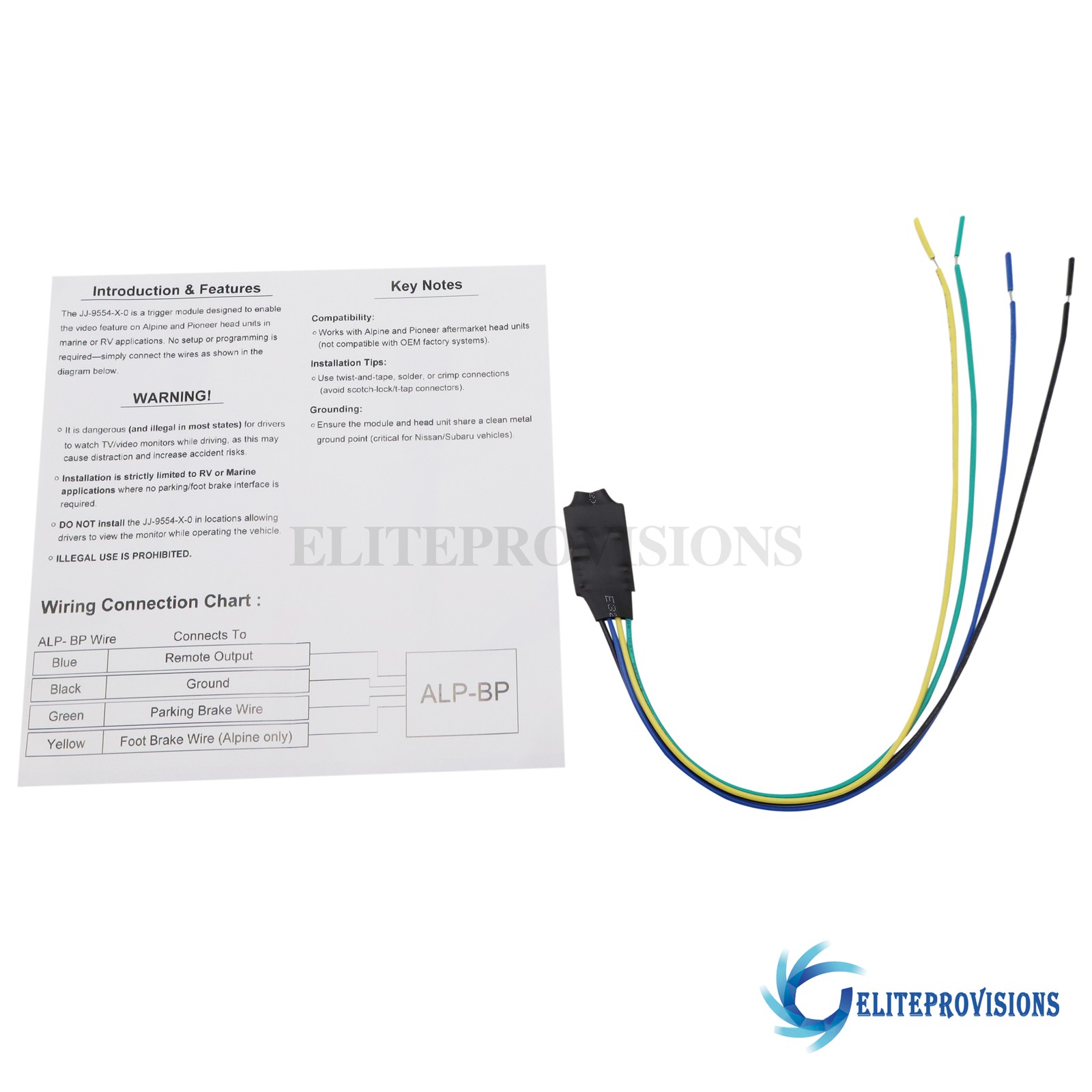 NEW For Alpine ILX-W650 ILX-F309 ILX-F259 3 Video Parking Brake Bypass US